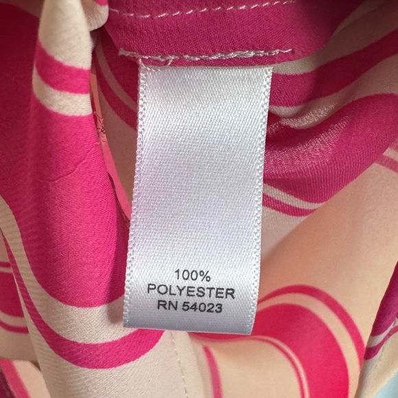 New Banana Republic Striped Button Front Blouse Roll Tab Sleeves Pink White S - Picture 7 of 7